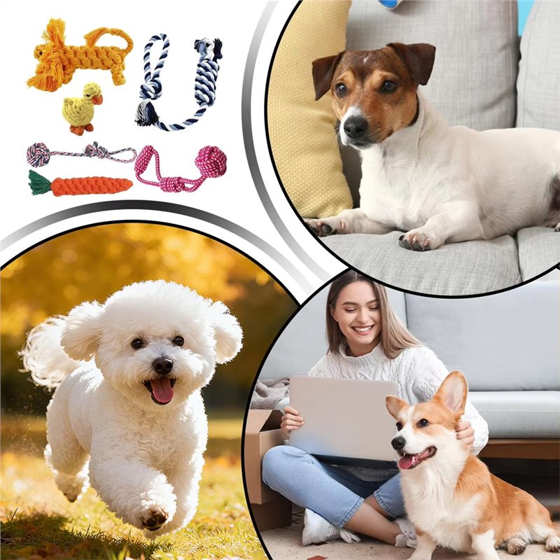 Канат для собак, 6 штук, хлопк – обзор и цена Dog Rope Toy Aggressive Chewers